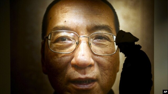 Hình ông Lưu Hiểu Ba Trung tâm Hòa bình tại Oslo. 