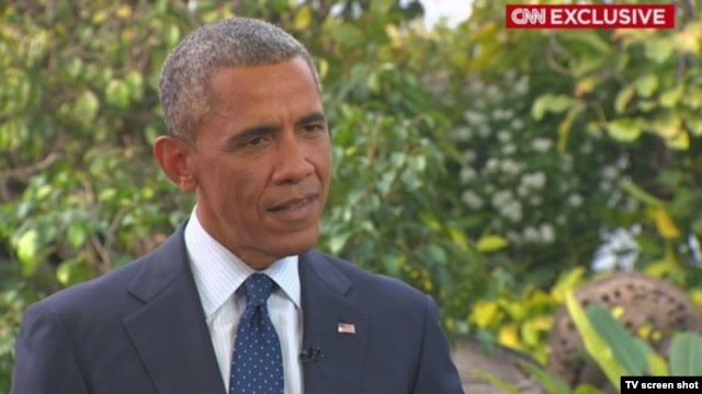 Screen shot of CNN interview with U.S. President Barack Obama, Jan 28, 2015.