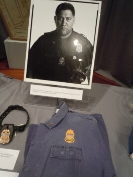 Image of first responder Isaac Ho‘opi‘i, who is credited with saving many lives at the Pentagon. The photo of Ho‘opi‘i is taken by Richard Avedon.