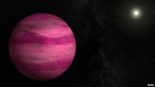 Glowing a dark magenta, the newly discovered exoplanet GJ 504b weighs in with about four times Jupiter's mass, making it the lowest-mass planet ever directly imaged around a star like the sun. Image Credit: S. Wiessinger