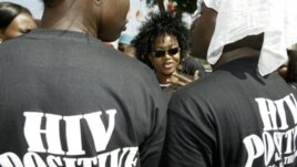 Protestors demand free HIV/AIDS treatment for persons living with HIV in Abuja, Nigeria, December 5, 2005.