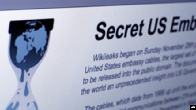 Internet homepage of Wikileaks, 01 Dec. 2010