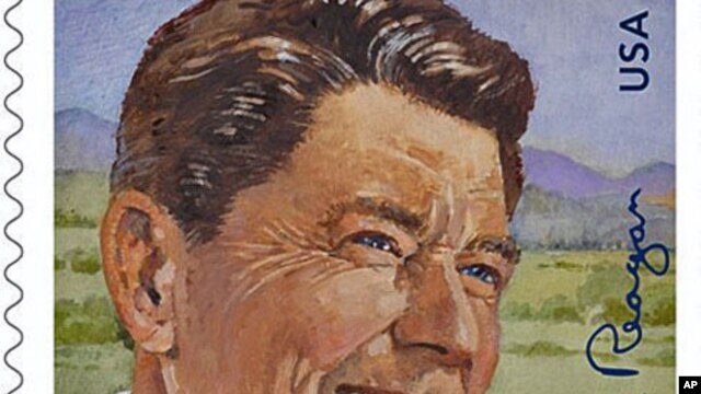 This image provided by the US Postal Service shows the Forever postage stamp honoring former President Ronald Reagan, which was released February 10, 2011