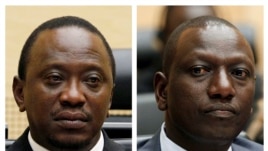 An April 2011 Combination picture shows Kenya's Uhuru Kenyatta, who was finance minister, and William Ruto, former Higher Education Minister at the International Criminal Court (ICC) in The Hague.