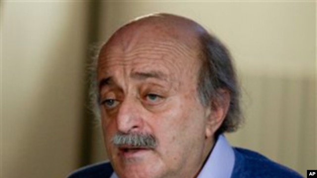 Lebanese Druse leader Walid Jumblatt speaks during a press conference at his house in Beirut, Lebanon, Jan. 21, 2011