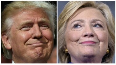 37% người được hỏi thích bà Clinton (phải) so với 22% có thiện cảm với ông Trump.