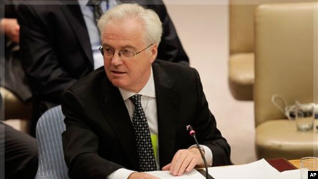 Vitaly Churkin, Russia's Ambassador to the United Nations, speaks during a Security Council Meeting (file)