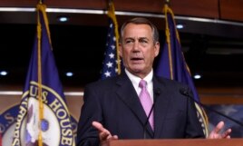 House Speaker John Boehner of Ohio speaks during a news conference on Capitol Hill in Washington, July 29, 2015.