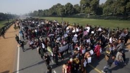 Demonstrators during a protest rally organised by various women's organisations, New Delhi, Dec. 21, 2012.