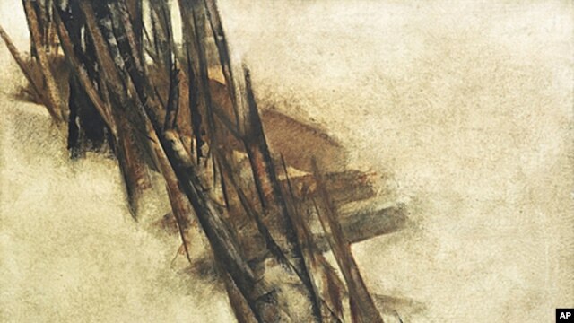 Paintings from Sohrab Sepehri's 'Tree Trunks' series will be up for auction, Oct. 3, 2011 (courtesy of Sotheby's).