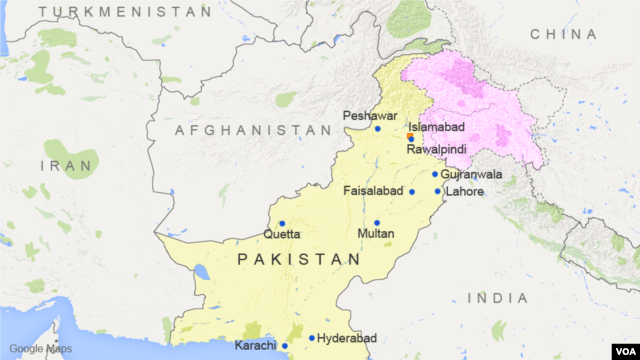 Bản đồ khu vực Pakistan.