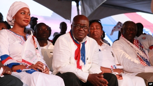 Opposition presidential candidate Nana Akufo-Addo, looks on from the stage during his final campaign rally in Accra, December 5, 2012.