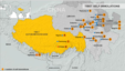 Map of self-immolations in Tibet, or near Tibet