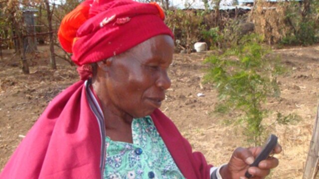 A farmer in Kenya uses the mobile phone registration system