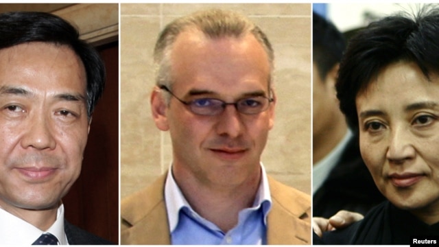 Bo Xilai, left, Beijing, 2005; British businessman Neil Heywood, Beijing, 2010; Gu Kailai, wife of Bo.