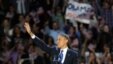 U.S. President Barack Obama acknowledges supporters while at his election night victory rally in Chicago, November 7, 2012. 