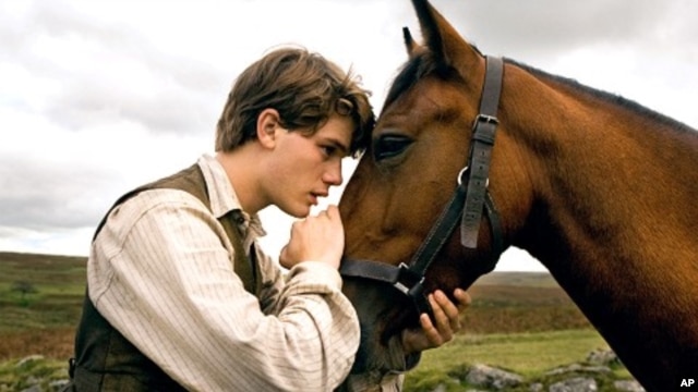 Albert (Jeremy Irvine) and his horse Joey are pictured in this scene from DreamWorks Pictures "War Horse"