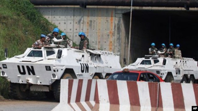 UN peacekeepers maintain a highly visible presence in Abidjan, Ivory coast, amid concerns of escalating post-election violence in the country, 29 Dec 2010