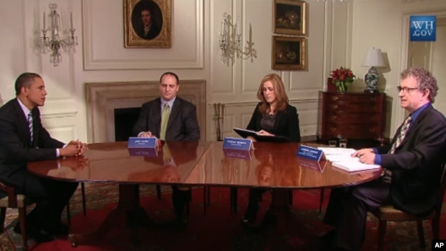 President Obama speaks during an online roundtable at the White House, September 28, 2011
