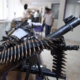 This 2009 file photo shows weapons allegedly confiscated from Jundallah, an armed Sunni opposition group in Zahedan in southeastern Iran