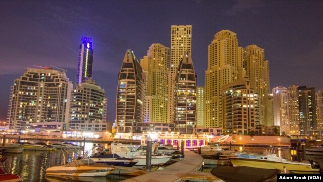 Dubai's skyline at night