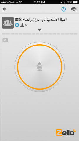 This iPhone screenshot shows a Zello channel purporting to belong to the 