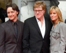 James McAvoy, Robert Redford and Robin Wright at the premiere of 'The Conspirator' at Ford’s Theater in Washington, DC on April 10, 2011.