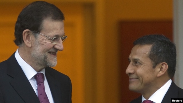 Ollanta Humala recibe al primer ministro español Mariano Rajoy en Palacio de Gobierno.