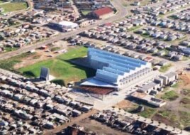 An aerial view of the Red Location Museum, situated in Port Elizabeth's sprawling New Brighton township ... It's the first such memorial in the world to be built in the middle of an impoverished shantytown ...