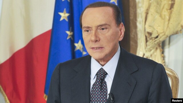 Former Italian Prime Minister Silvio Berlusconi speaks during his video message recording where he confirmed that he would not lead his centre-right People of Freedom (PDL) party in next year's election in Rome, October 25, 2012.