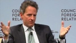 United States Treasury Secretary Tim Geithner speaking to the Council on Foreign Relations in Washington.