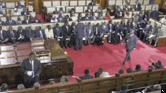 A general view shows members of parliament on March 06, 2008 at the parliament in Nairobi. 