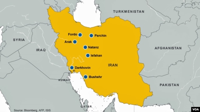 Map of Iran's nuclear sites