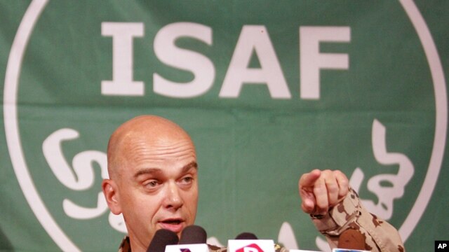 German Brig. Gen. Gunter Katz, NATO spokesman, speaks at a press conference in Kabul, Afghanistan, July 9, 2012.