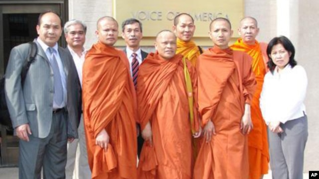 Thach Ngoc Thach, far left, heads an advocacy group for the Khmer minority in Vietnam, known commonly as the Khmer Kampuchea Krom.