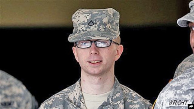 Army Private First Class Bradley Manning - a low-ranking intelligence analyst charged in the biggest leak of classified information in US history - is escorted from a courthouse in Fort Meade, Maryland, December 22, 2011.