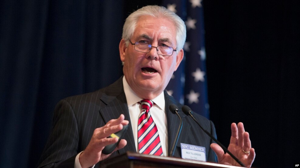 Ông Rex Tillerson, Tổng giám đốc ExxonMobil, mới được chọn trở thành Ngoại trưởng Hoa Kỳ.