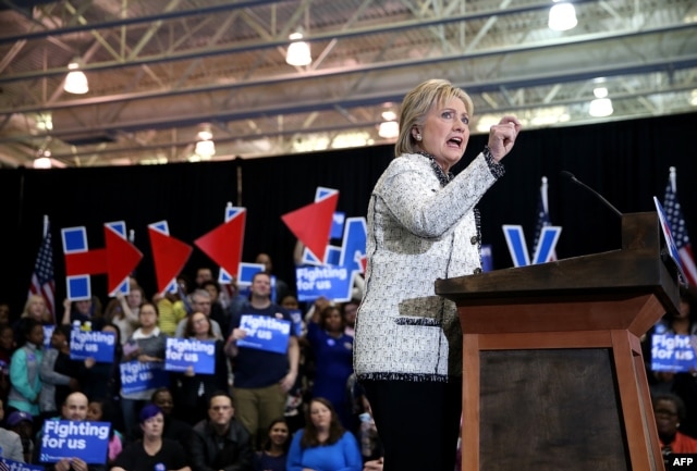 Democratic presidential candidate former Secretary of State Hillary Clinton speaks during her primary night gathering at the University of South Carolina in Columbia, Feb. 27, 2016.