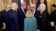 U.S. Secretary of State John Kerry chats with German Foreign Minister Frank-Walter Steinmeier, United Nations Special Envoy for Syria Staffan de Mistura, and Assistant Secretary of State for Near Eastern Affairs Anne Patterson on October 30, 2015, at the Hotel Imperial in Vienna, Austria.