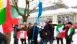 FILE - Iranian exiles shout slogans in front of a mock gallows to protest against executions in Iran during a demonstration outside the Iranian Embassy in Brussels, Dec. 29, 2010.
