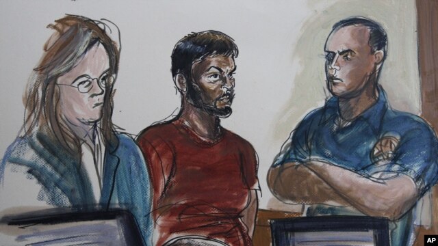 Courtroom sketch shows Quazi Mohammad Rezwanul Ahsan Nafis (Center).