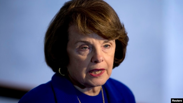 Senate Intelligence Committee Chair Sen. Dianne Feinstein speaks with reporters on Capitol Hill, March 5, 2013, after a closed-door committee vote on CIA director nominee John Brennan.