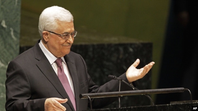 Palestinian President Mahmoud Abbas speaks during a meeting of the U.N. General Assembly prior to a vote on a resolution on the issue of upgrading the Palestinian Authority's status to non-member observer state in the United Nations, Nov. 29, 2012.