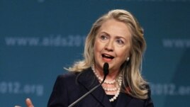 Secretary of State Hillary Rodham Clinton speaks at the XIX International Aids Conference, July 23, 2012, in Washington.