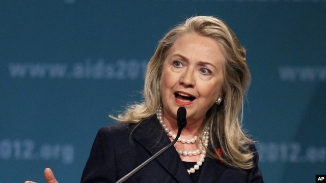 Secretary of State Hillary Rodham Clinton speaks at the XIX International Aids Conference, July 23, 2012, in Washington.