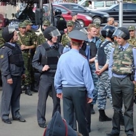 Police at an opposition demonstration, Moscow (file)