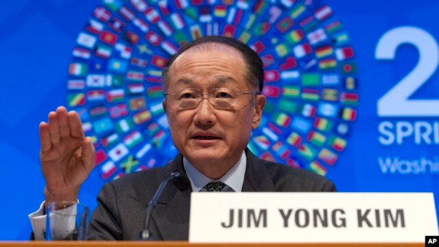 Thống đốc Ngân hàng Thế giới Jim Yong Kim trong cuộc họp tại trụ sở IMF ở Washington ngày 14/4/2016.