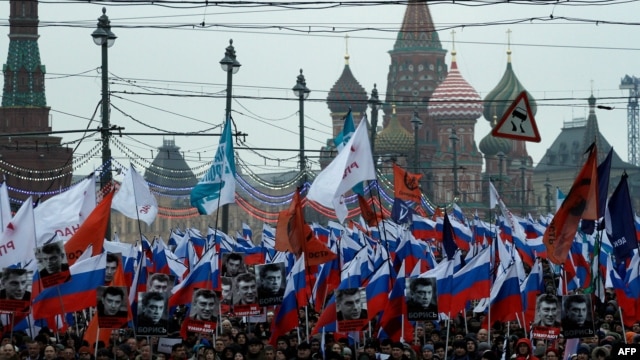 Dân chúng tuần hành tưởng niệm ông Boris Nemtsov, 1/3/15