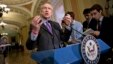 Senate Majority Leader Harry Reid of Nevada speaks with reporters about immigration reform.