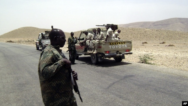 Puntland forces are seen heading toward the Galgala mountains, where al-Shabab militants are said to be operating (file photo).